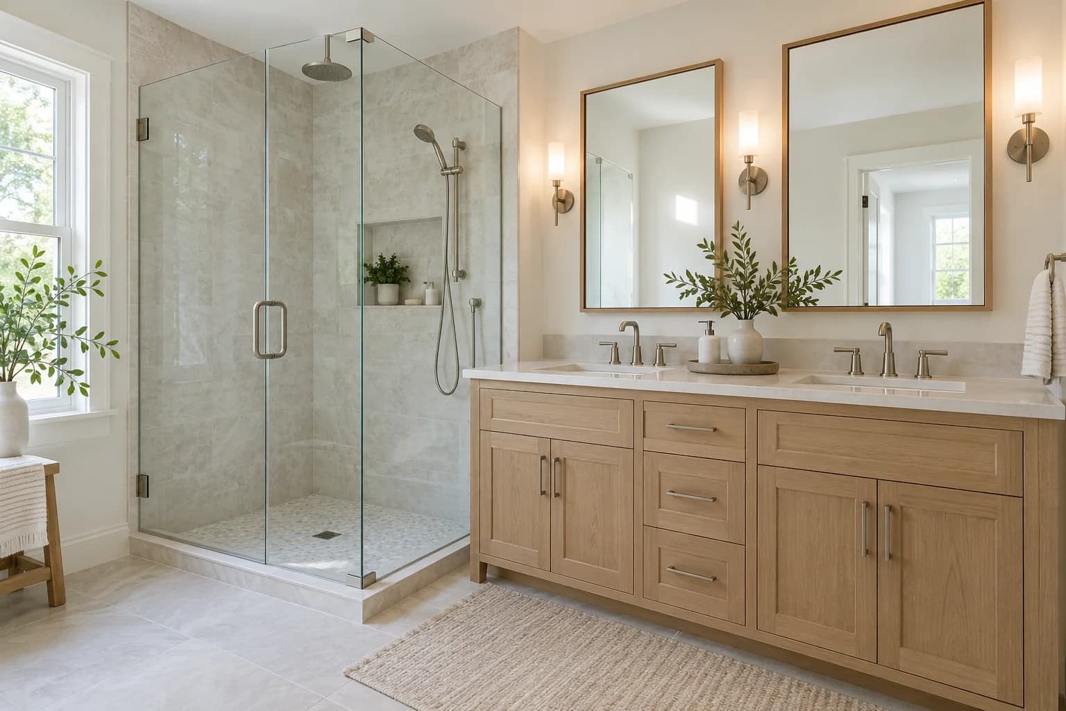 Bathroom with a glass walk-in shower