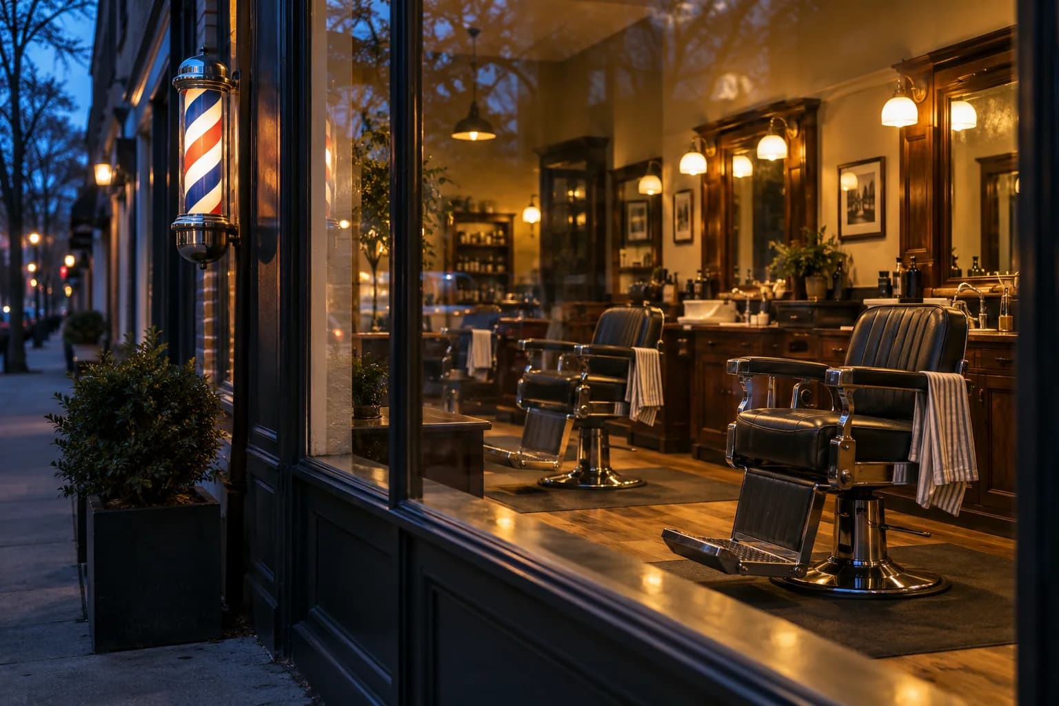 Shop window at dusk